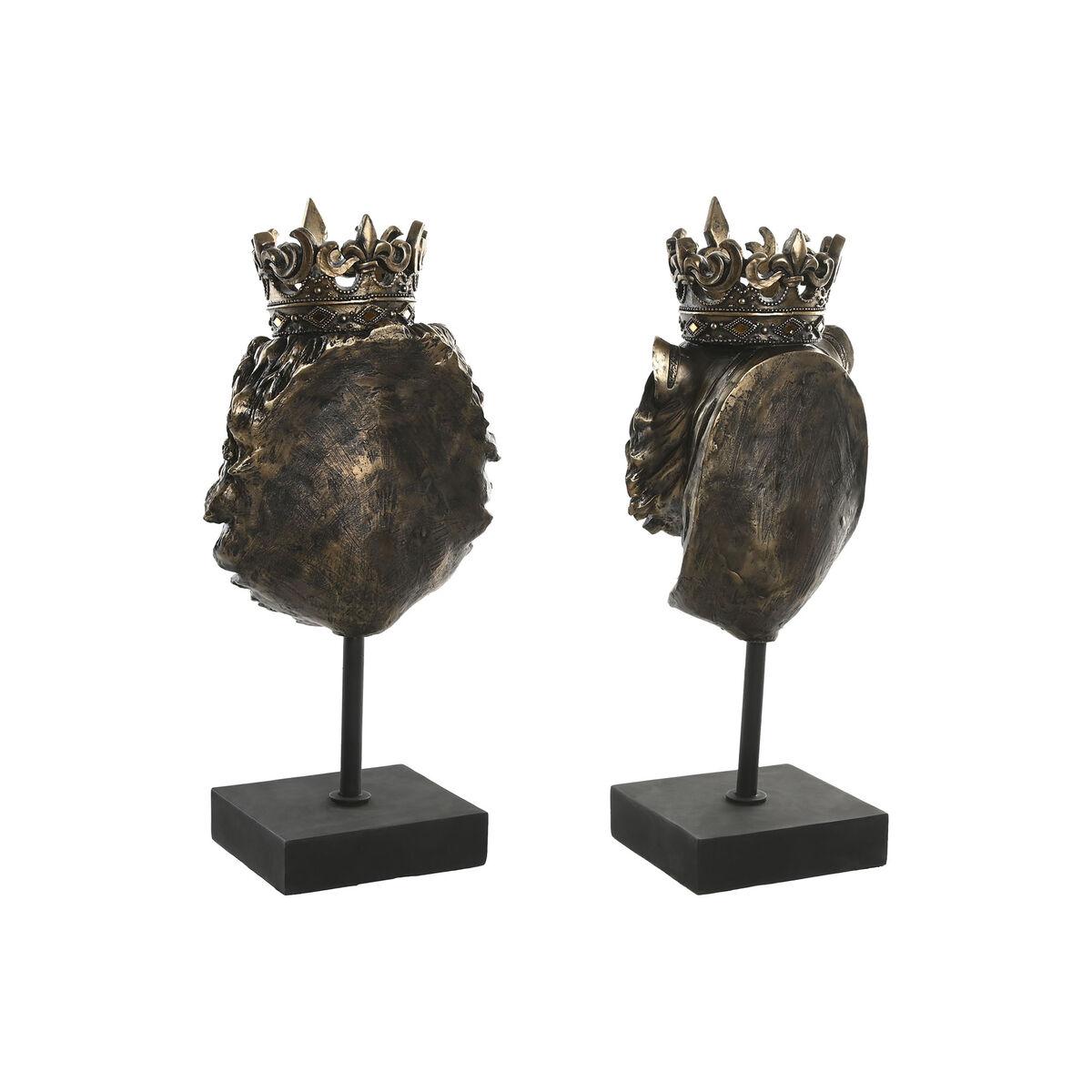 Figura Decorativa Home ESPRIT Marrón oscuro León Corona 21 x 18 x 44 cm (2 Unidades)