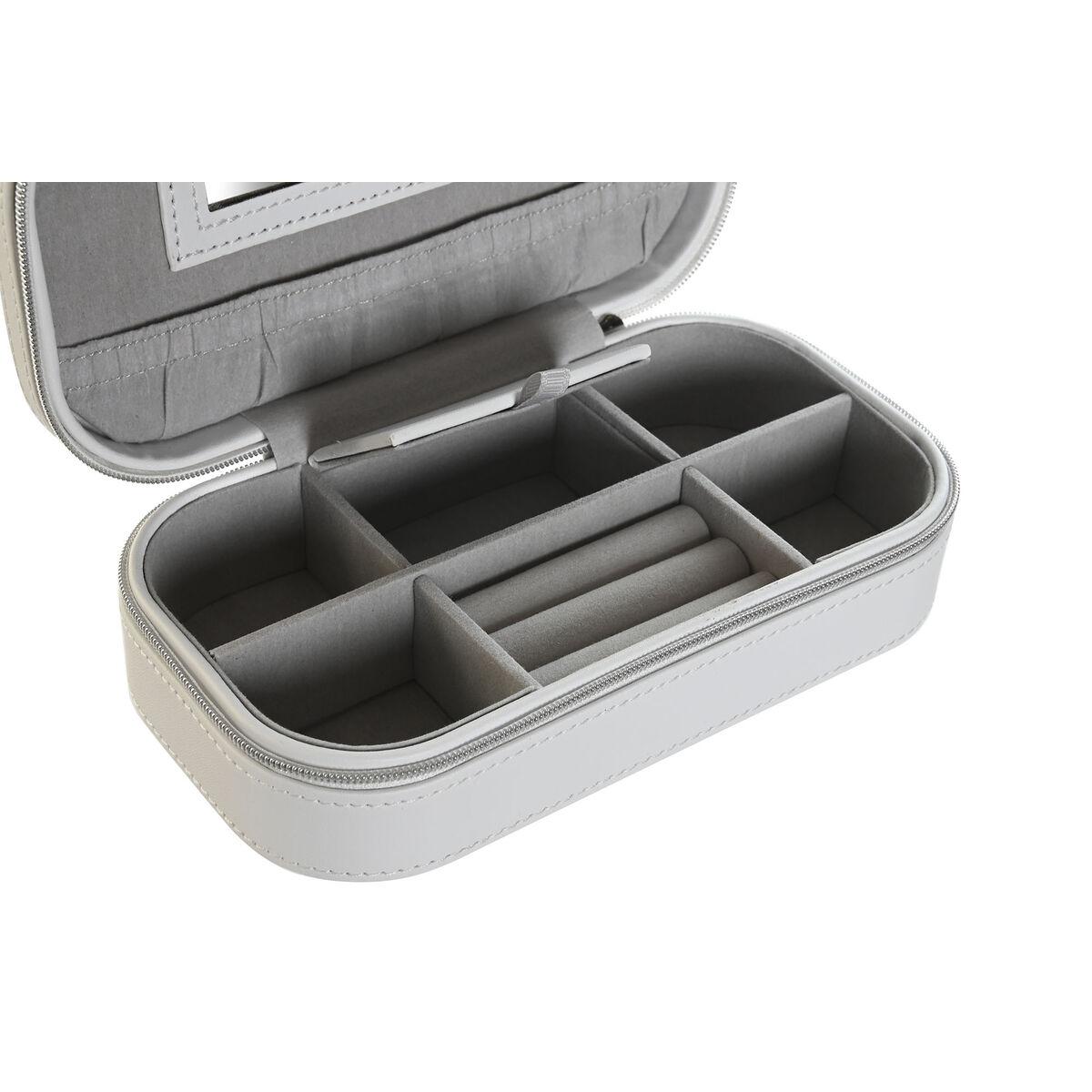 Caja-Joyero DKD Home Decor Azul Gris Camel Rosa claro Poliuretano Espejo 18,5 x 10 x 5 cm (2 Unidades)
