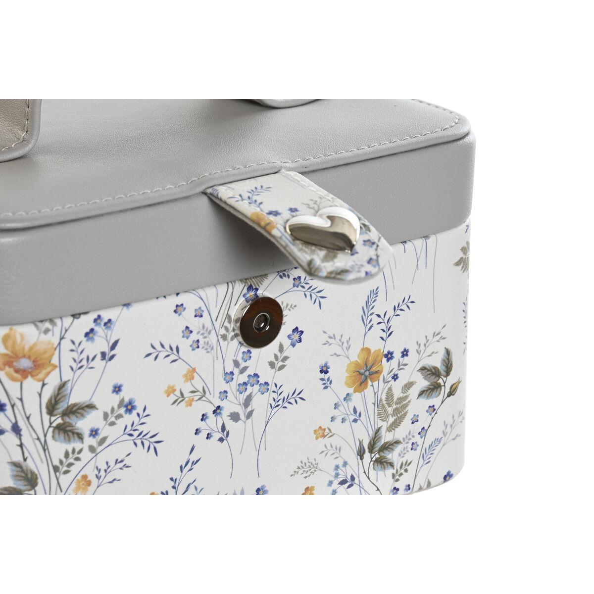Caja-Joyero DKD Home Decor Blanco Gris Lila Rosa claro Poliuretano Espejo 17 x 12 x 10 cm (2 Unidades)
