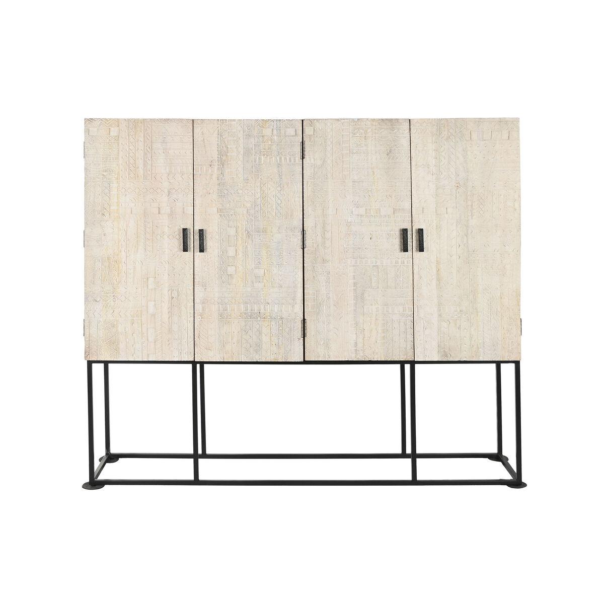 Armario Home ESPRIT Blanco Negro Metal Madera de mango 180 x 40 x 160 cm