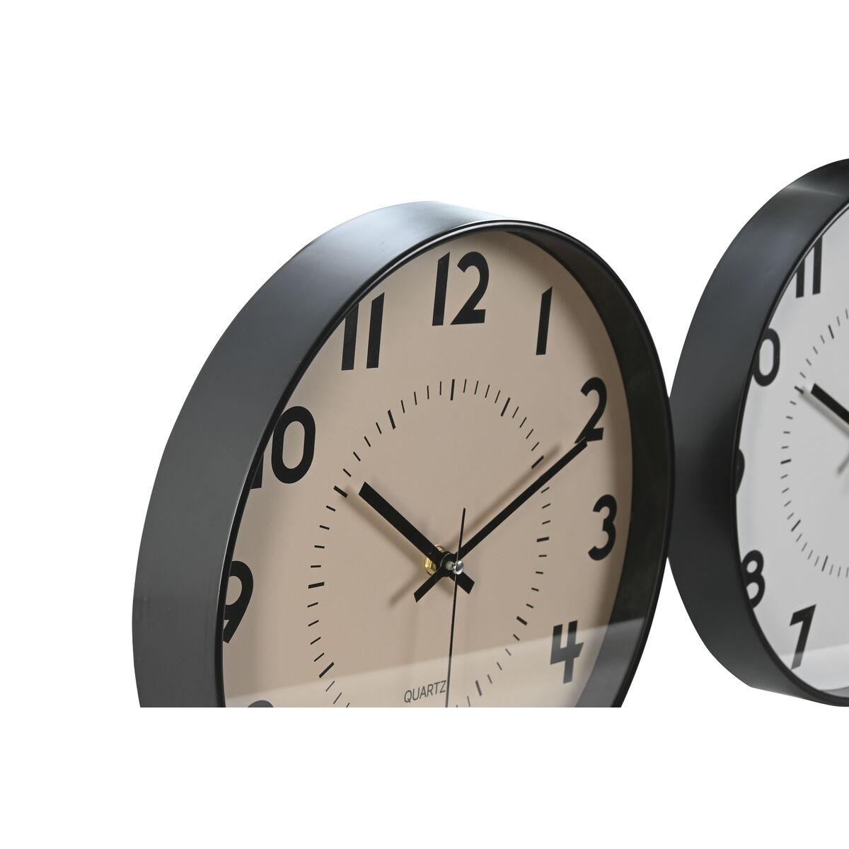 Reloj de Pared Home ESPRIT Blanco Beige PVC 30 x 4 x 30 cm (2 Unidades)