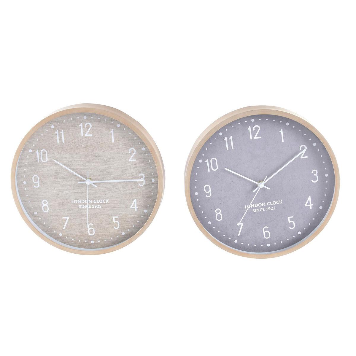 Reloj de Pared Home ESPRIT Beige Gris PVC 30 x 4 x 30 cm (2 Unidades)