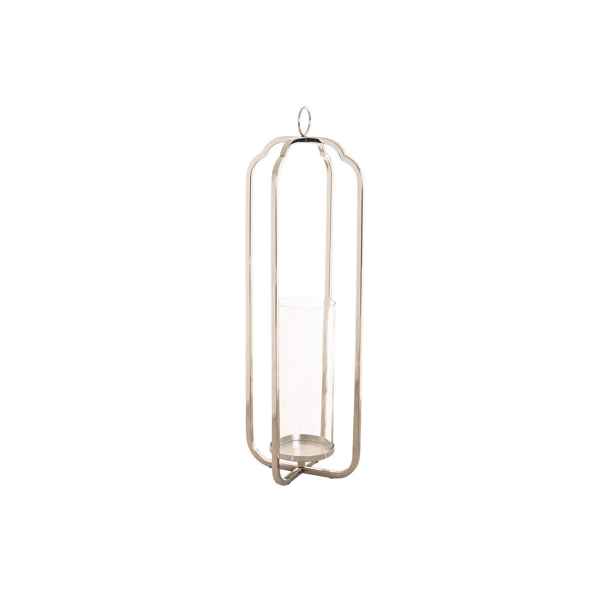 Portavelas Home ESPRIT Plateado Cristal Acero 21 x 21 x 62 cm