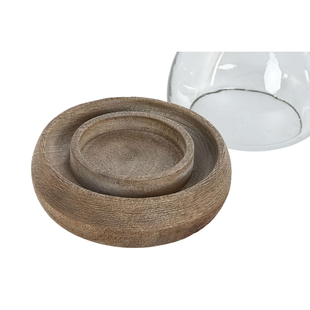 Portavelas Home ESPRIT Marrón Natural Cristal Madera de mango 30 x 30 x 40 cm (2 Unidades)
