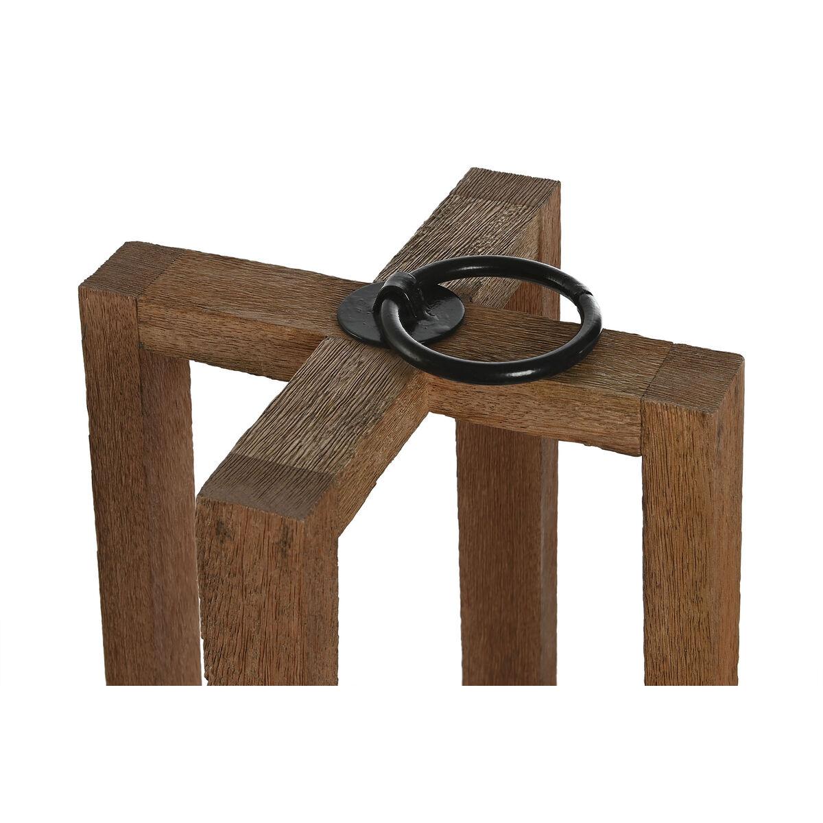 Portavelas Home ESPRIT Marrón Natural Cristal Madera de mango 27 x 27 x 54 cm