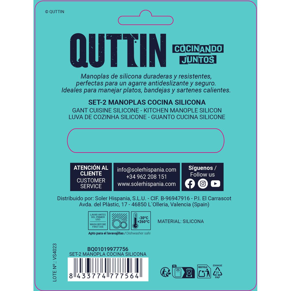Agarrador para Horno Quttin Silicona 11 x 7,5 x 10 cm 2 Piezas (24 Unidades)