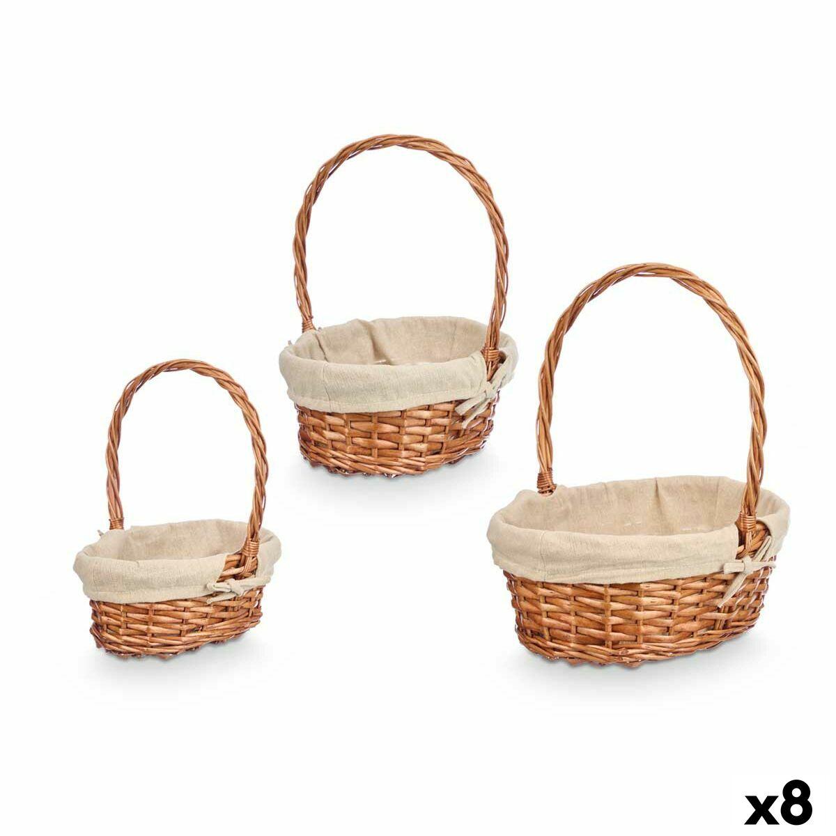 Juego de Cestos Kipit HX31275S/3 Natural Poliéster Mimbre Tela 50 % algodón 34 x 39,5 x 30 cm 34 x 40 x 30 cm (8 Unidades)