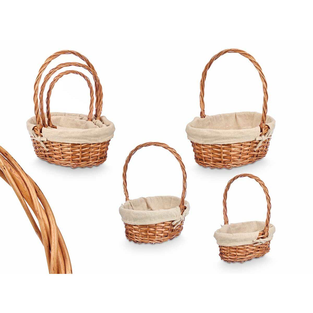 Juego de Cestos Kipit HX31275S/3 Natural Poliéster Mimbre Tela 50 % algodón 34 x 39,5 x 30 cm 34 x 40 x 30 cm (8 Unidades)