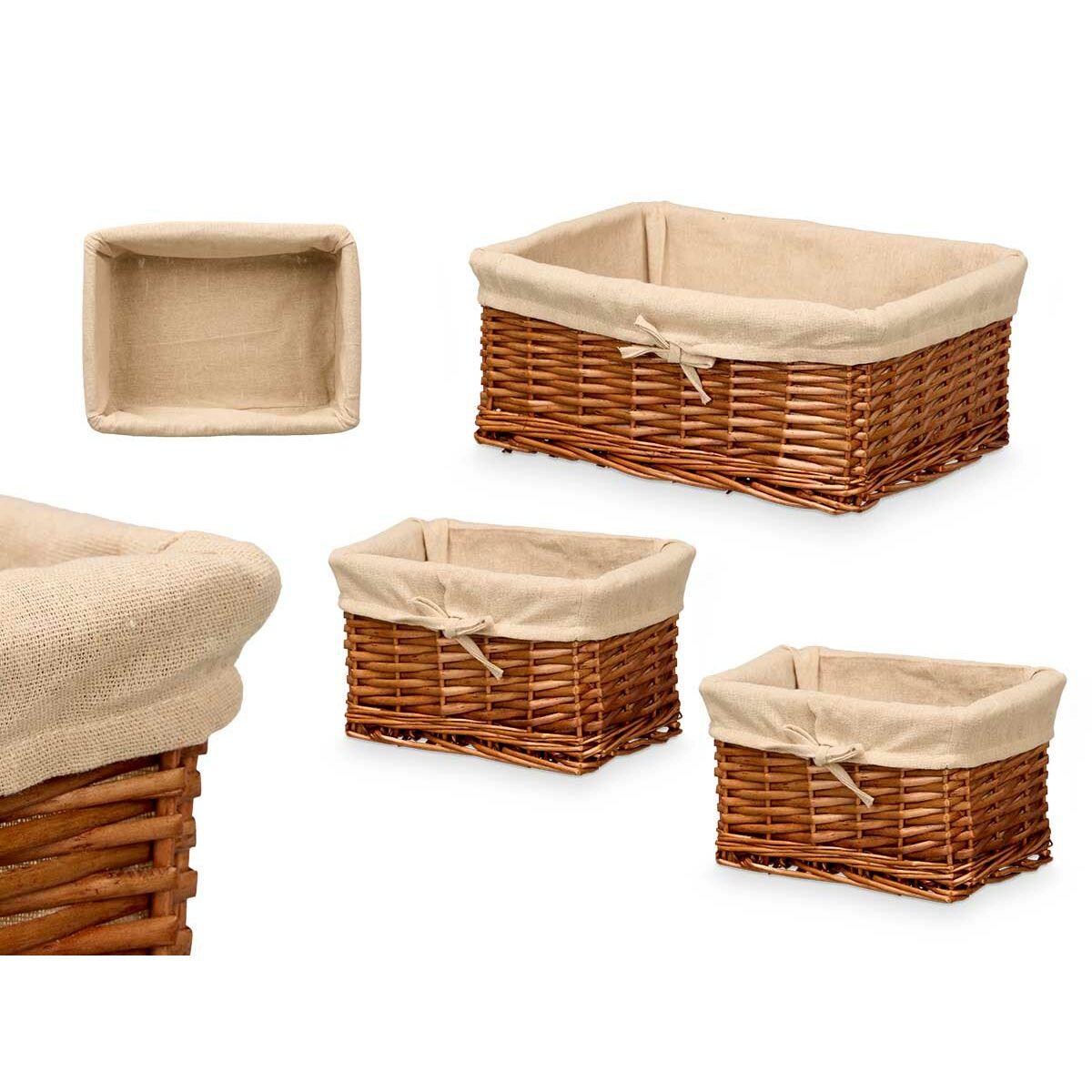 Juego de Cestos Kipit HX31449S/3 Natural Poliéster Mimbre Tela 50 % algodón 39 x 16 x 30 cm (6 Unidades)