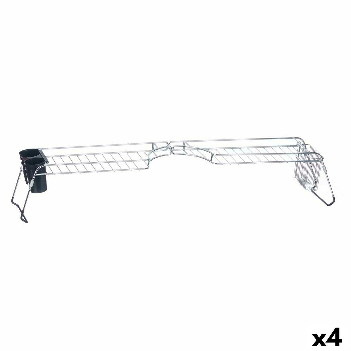 Escurridor para Fregadero Kinvara W3422A-1 Negro Plateado Metal Polipropileno 44 x 11 x 16 cm (4 Unidades)