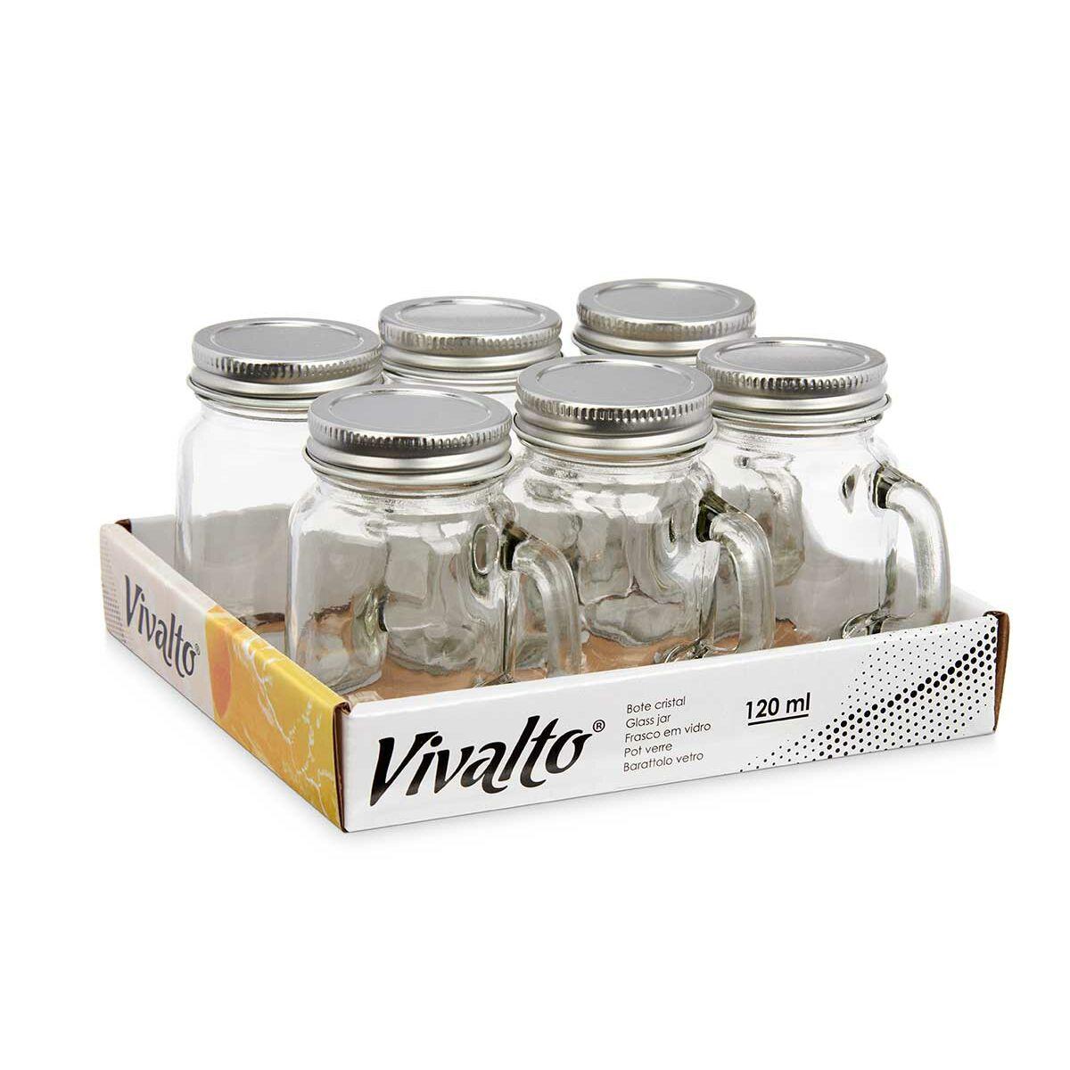 Tarro Vivalto 01-0906 Transparente Plateado 120 ml (6 Unidades)