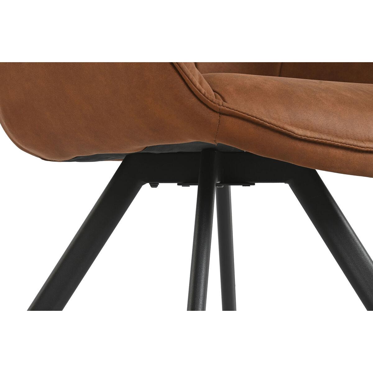 Silla de Comedor Home ESPRIT Negro Camel Metal Microfibra 64 x 67 x 85 cm 67 x 64 x 83 cm