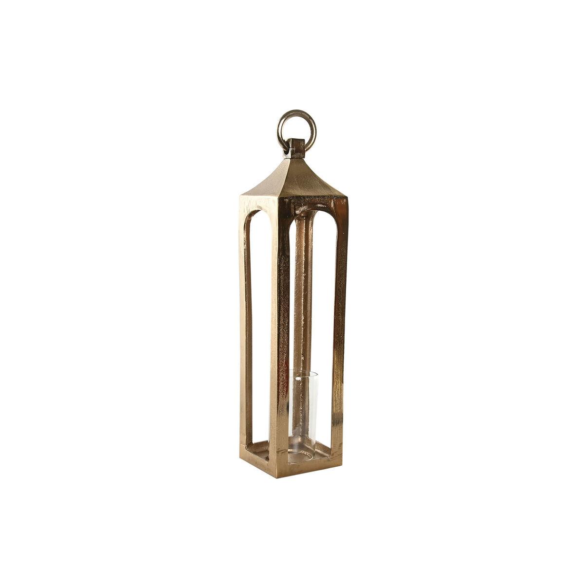 Farol Home ESPRIT Dorado Aluminio Cristal Árabe 14 x 14 x 65 cm