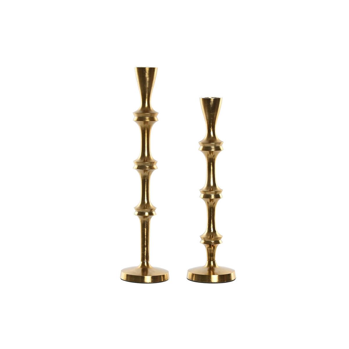 Candelabro Home ESPRIT Dorado Aluminio Moderno 8 x 8 x 36 cm (2 Unidades)