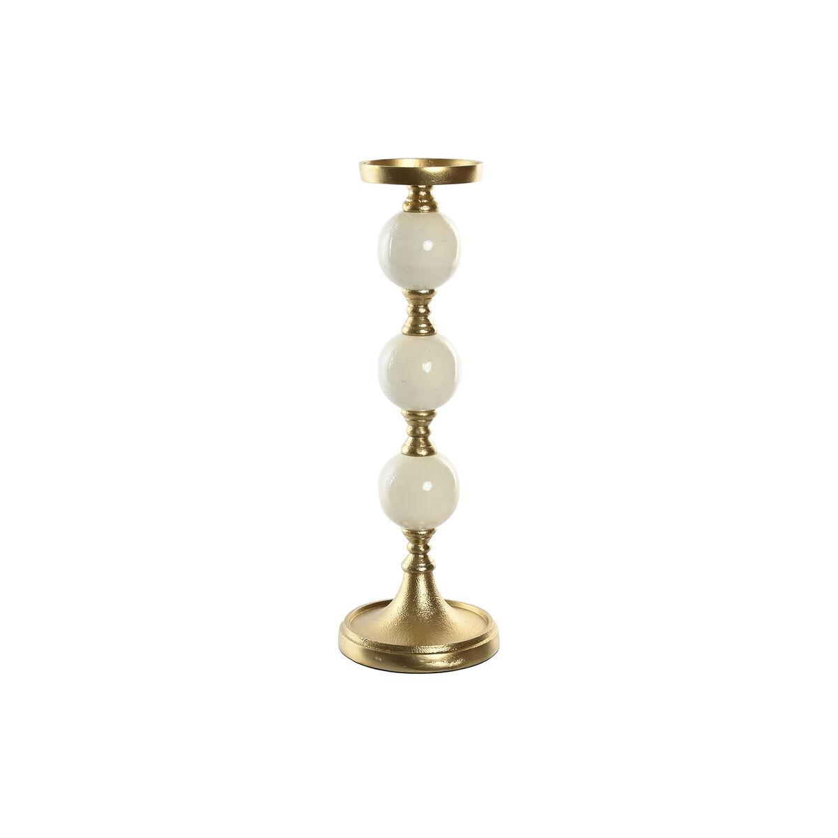 Candelabro Home ESPRIT Blanco Dorado Aluminio Moderno 15 x 15 x 43.5 cm
