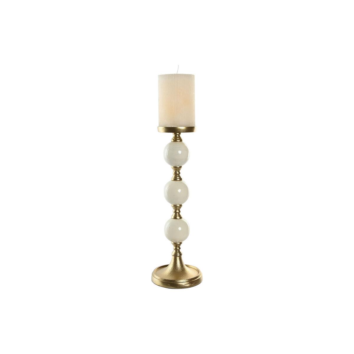 Candelabro Home ESPRIT Blanco Dorado Aluminio Moderno 15 x 15 x 43.5 cm