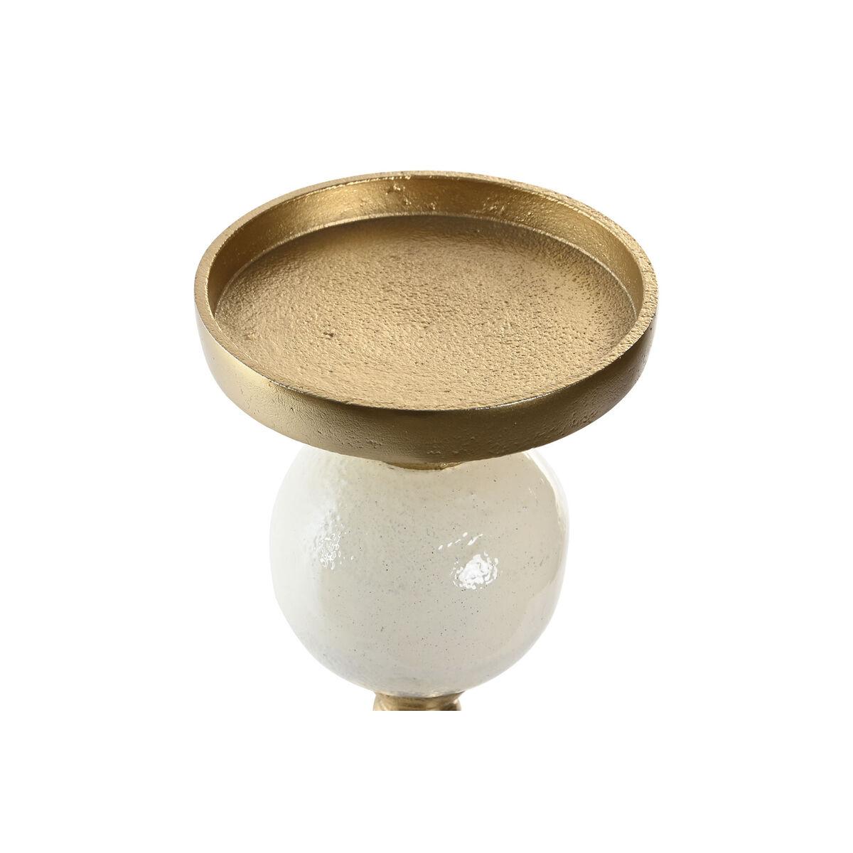 Candelabro Home ESPRIT Blanco Dorado Aluminio Moderno 15 x 15 x 43.5 cm