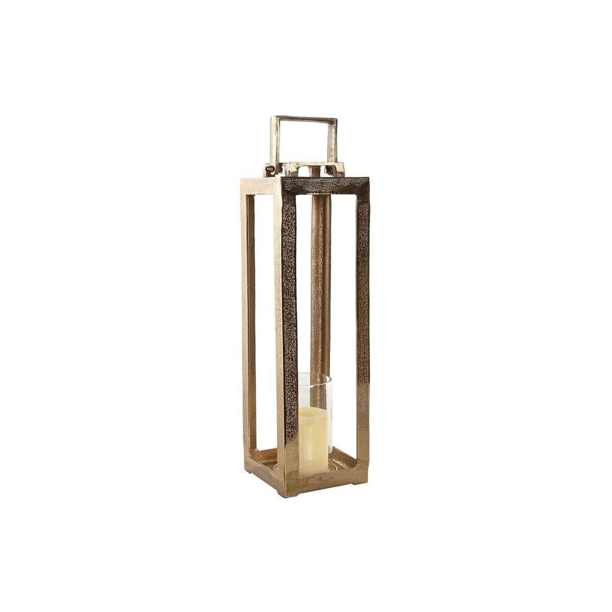Farol Home ESPRIT Dorado Aluminio Cristal Moderno 15 x 15 x 59 cm