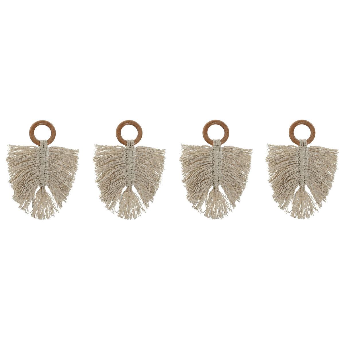Anillo servilletero Home ESPRIT Natural Acacia Macramé 13 x 1 x 18 cm 4 Piezas