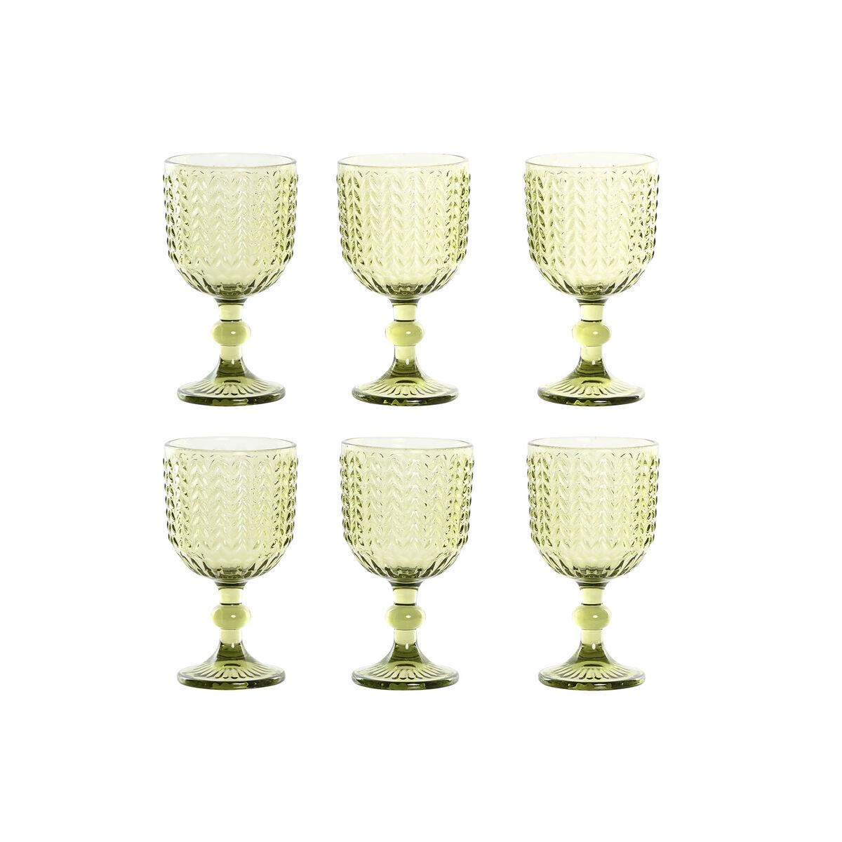 Set de Copas Home ESPRIT Verde Cristal 380 ml (6 Unidades)