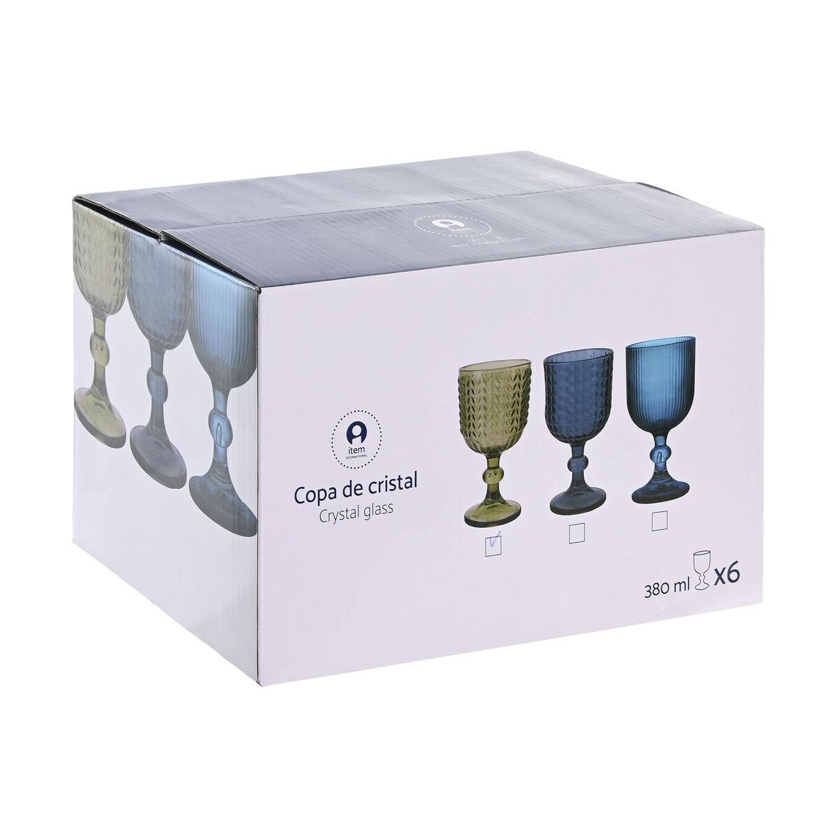 Set de Copas Home ESPRIT Verde Cristal 380 ml (6 Unidades)
