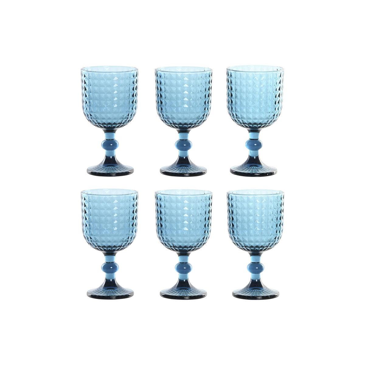 Set de Copas Home ESPRIT Azul Cristal 380 ml (6 Unidades)