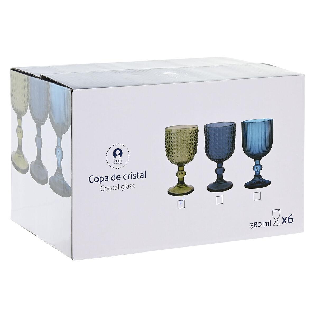 Set de Copas Home ESPRIT Azul Cristal 380 ml (6 Unidades)