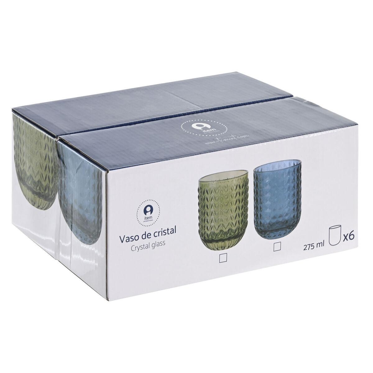 Set de Vasos Home ESPRIT Azul Cristal 275 ml (6 Unidades)