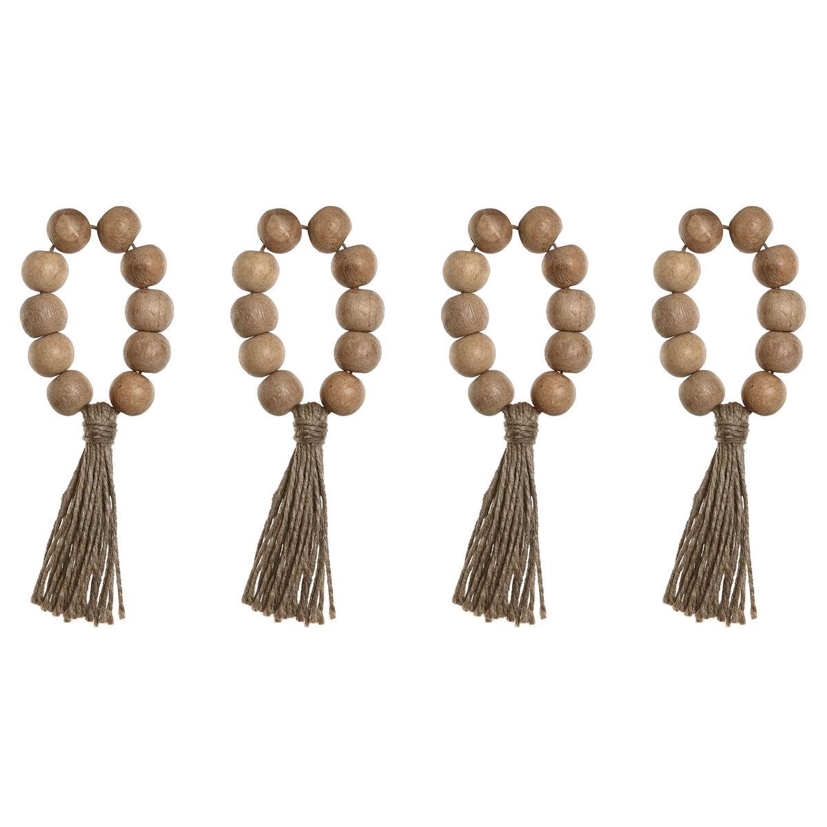 Anillo servilletero Home ESPRIT Natural Yute Acacia Macramé 7,5 x 2 x 7,5 cm 4 Piezas