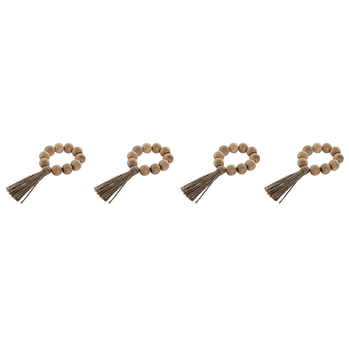 Anillo servilletero Home ESPRIT Natural Yute Acacia Macramé 7,5 x 2 x 7,5 cm 4 Piezas