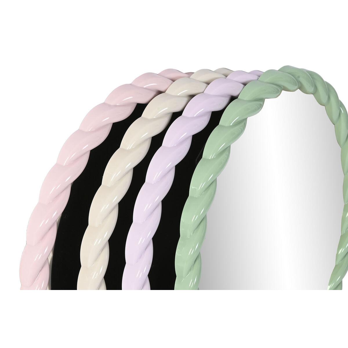 Espejo de pared Home ESPRIT Blanco Verde Rosa Lila 44 x 3 x 44 cm (4 Unidades)