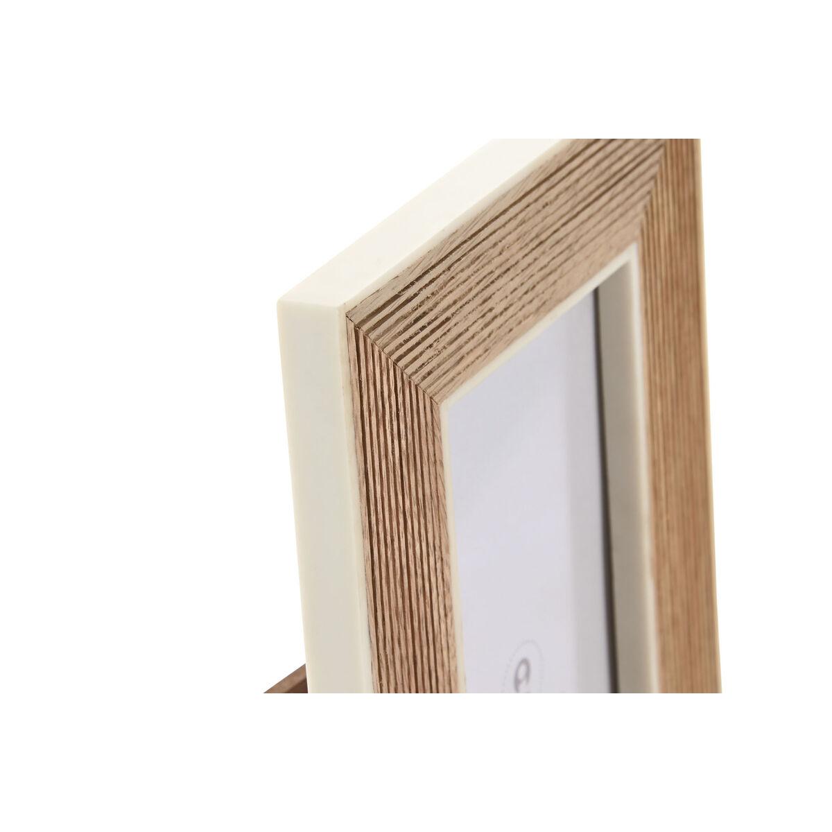 Marco de Fotos Home ESPRIT Blanco Natural Resina Madera de mango Urbano