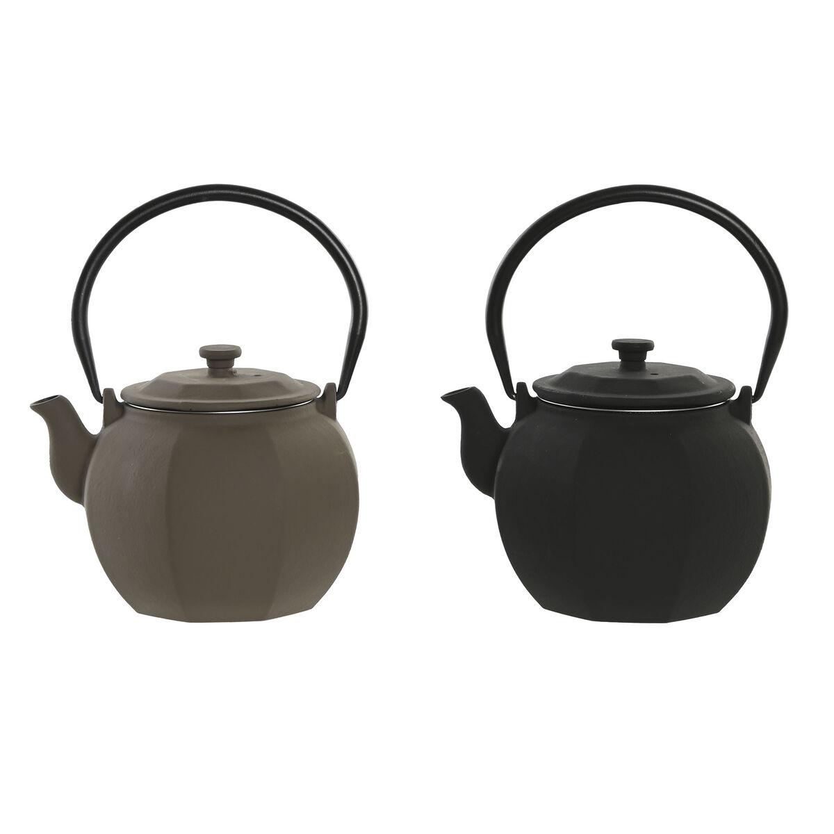 Tetera Home ESPRIT Negro Beige Acero Inoxidable Hierro 780 ml (2 Unidades)