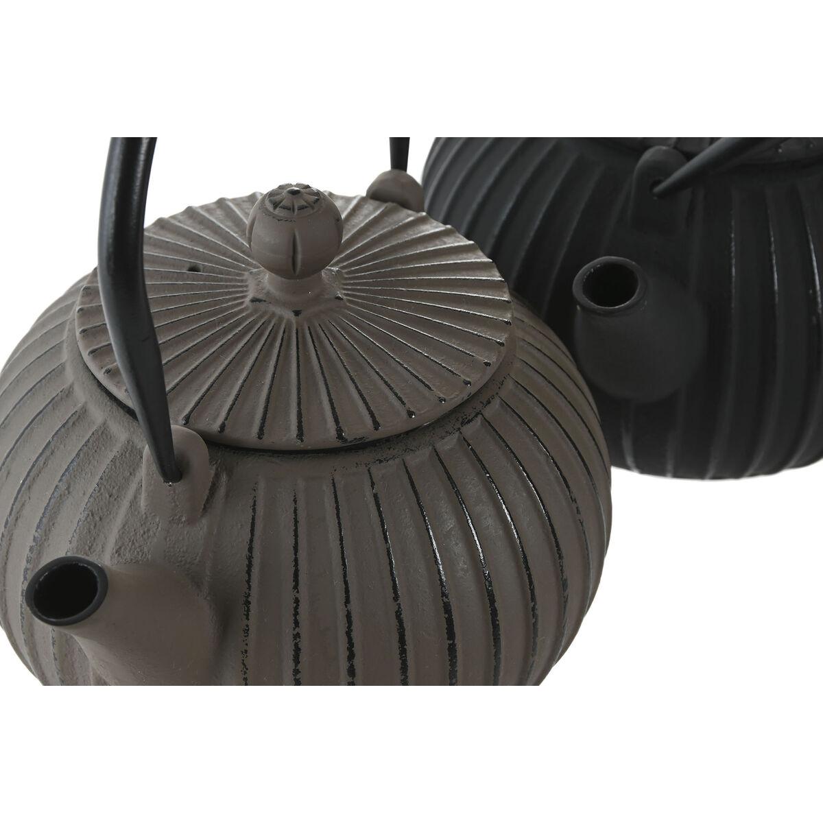 Tetera Home ESPRIT Negro Beige Acero Inoxidable Hierro 1 L (2 Unidades)