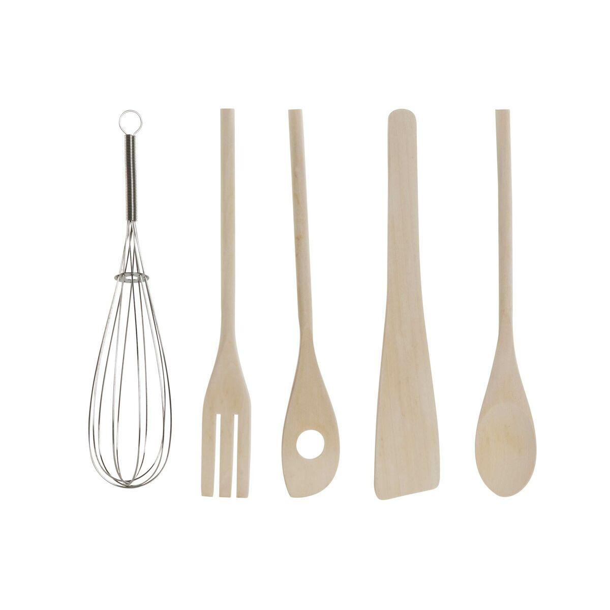 Bote para Utensilios de Cocina Home ESPRIT Bambú Porcelana 6 Piezas