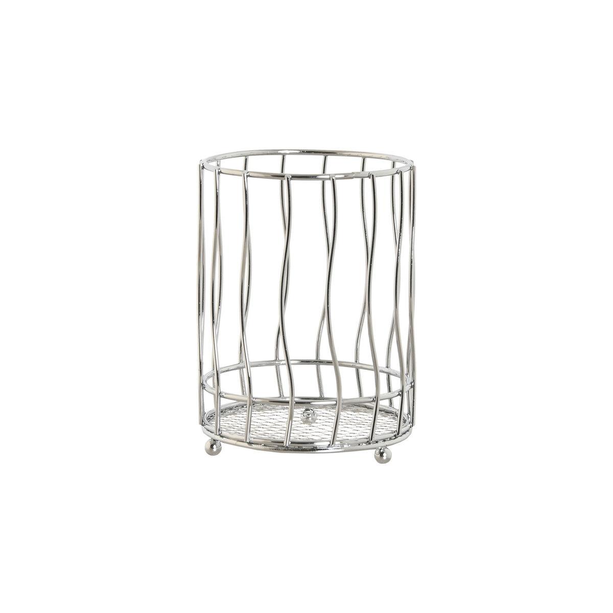 Cesto para cubiertos Home ESPRIT Plateado Metal 11.5 x 11.5 x 15.5 cm