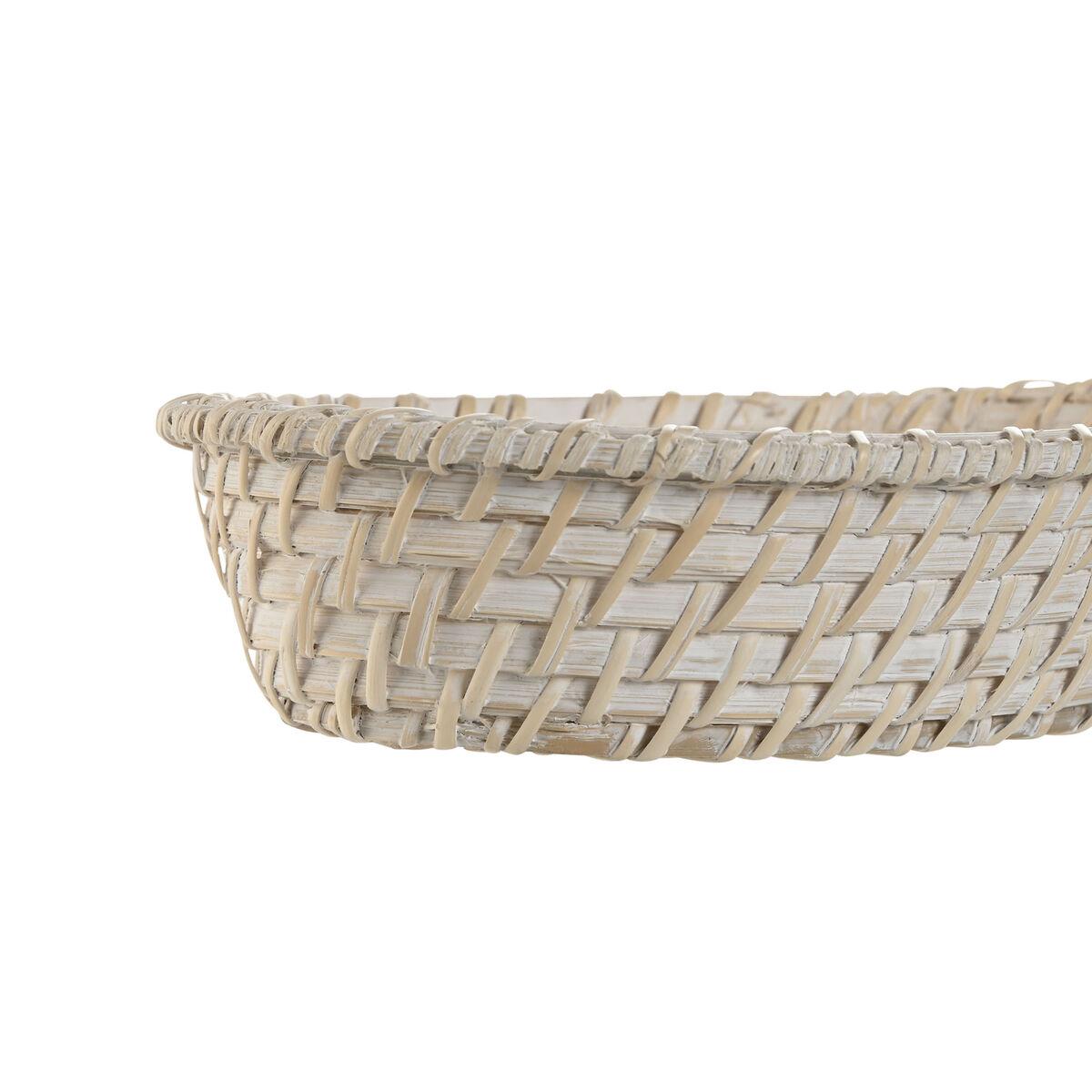 Juego de Cestas Home ESPRIT Blanco Natural Bambú Ratán 29 x 22 x 7 cm