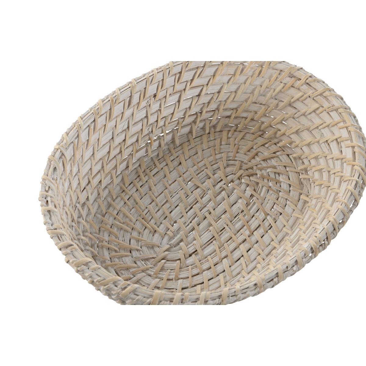 Juego de Cestas Home ESPRIT Blanco Natural Bambú Ratán 29 x 22 x 7 cm