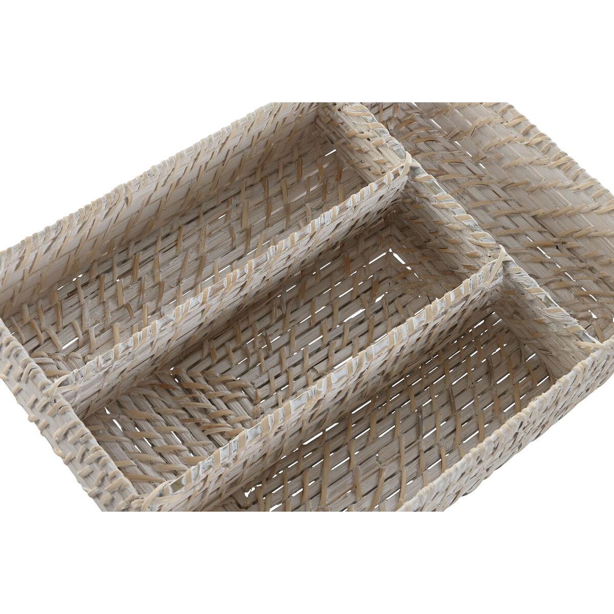 Organizador para Cubiertos Home ESPRIT Blanco Natural Bambú 34 x 24 x 6 cm
