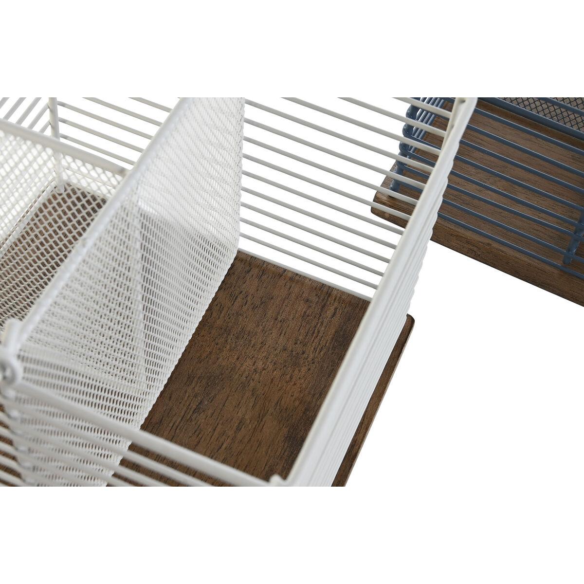 Cesto para cubiertos DKD Home Decor Azul Blanco Metal Madera de caucho 18 x 18 x 15 cm (2 Unidades)