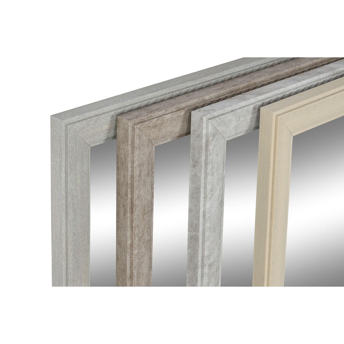 Espejo de pared DKD Home Decor Blanco Beige Gris oscuro 36 x 2 x 66 cm (4 Unidades)
