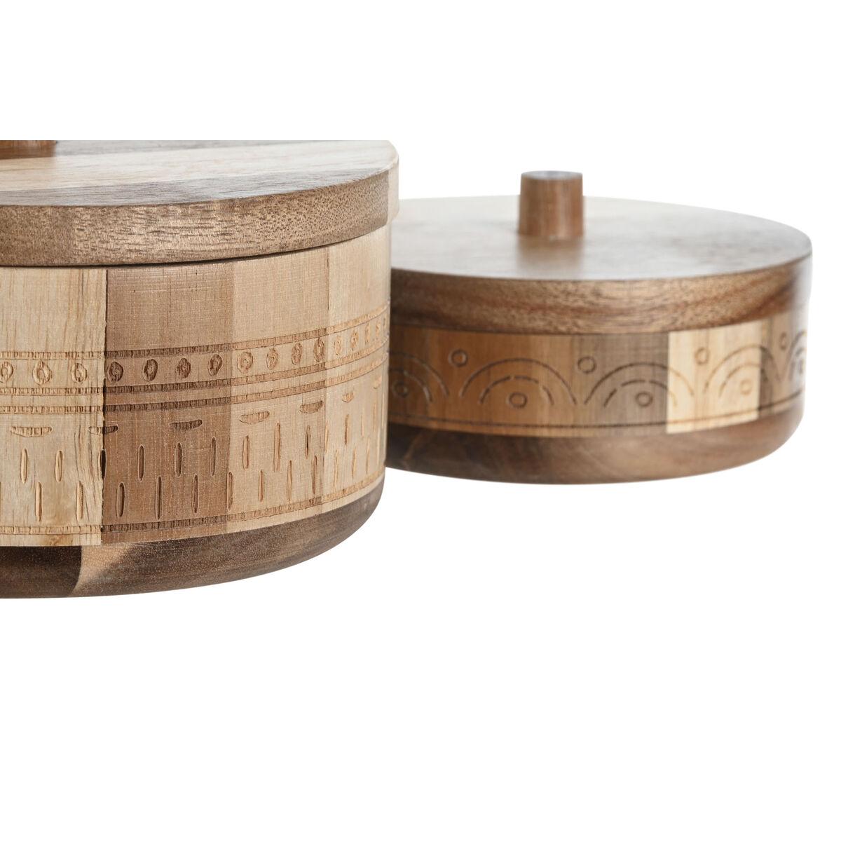 Caja-Joyero Home ESPRIT Natural Madera 15 x 15 x 9 cm (2 Unidades)