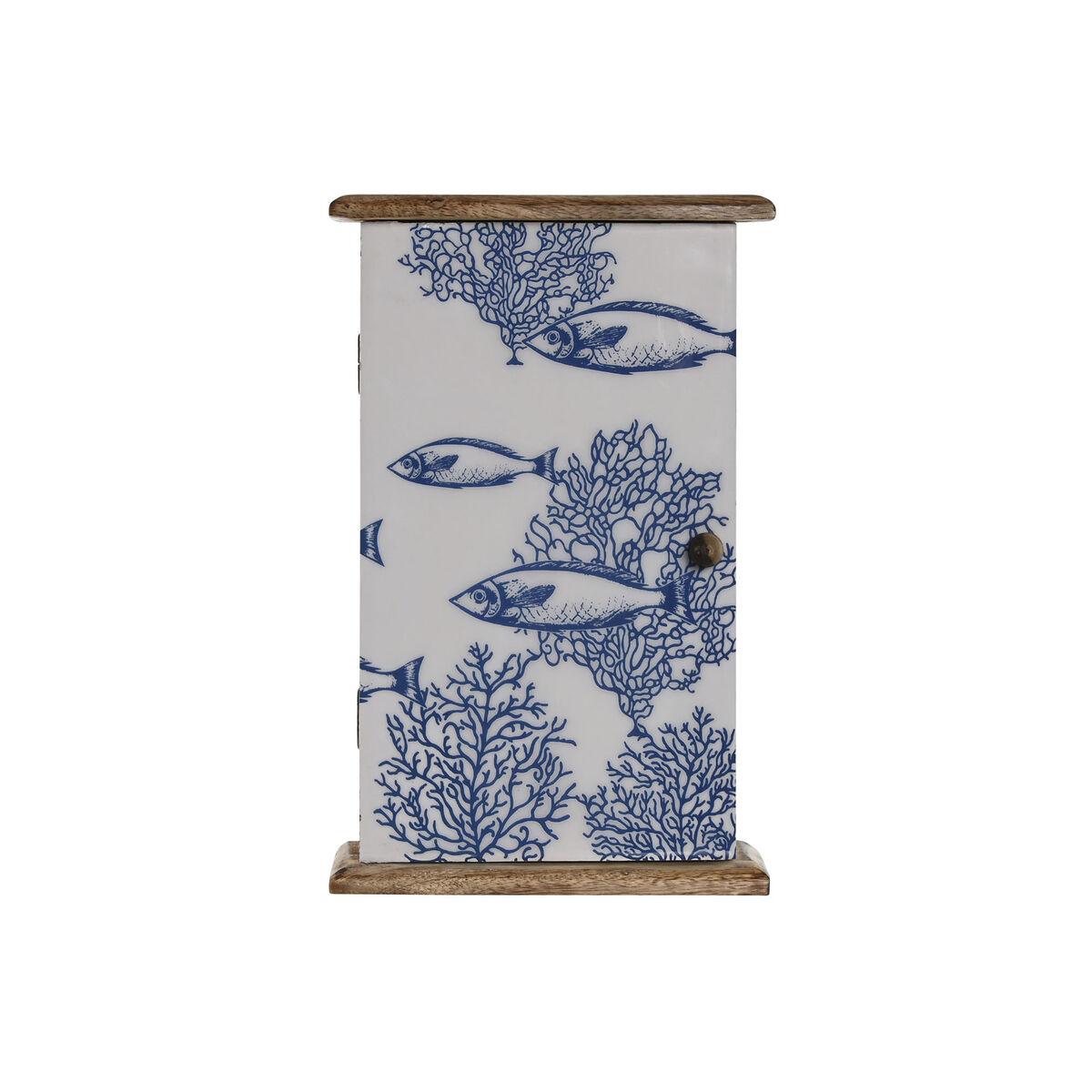 Armario de llaves Home ESPRIT Azul Blanco Natural 18 x 7,5 x 28 cm