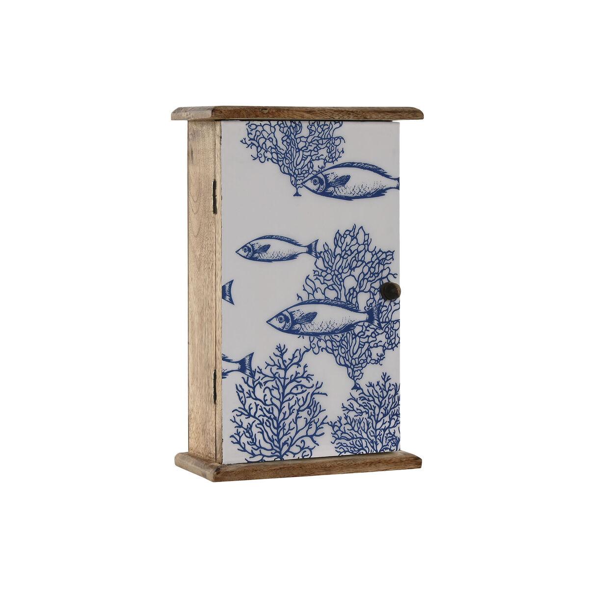 Armario de llaves Home ESPRIT Azul Blanco Natural 18 x 7,5 x 28 cm