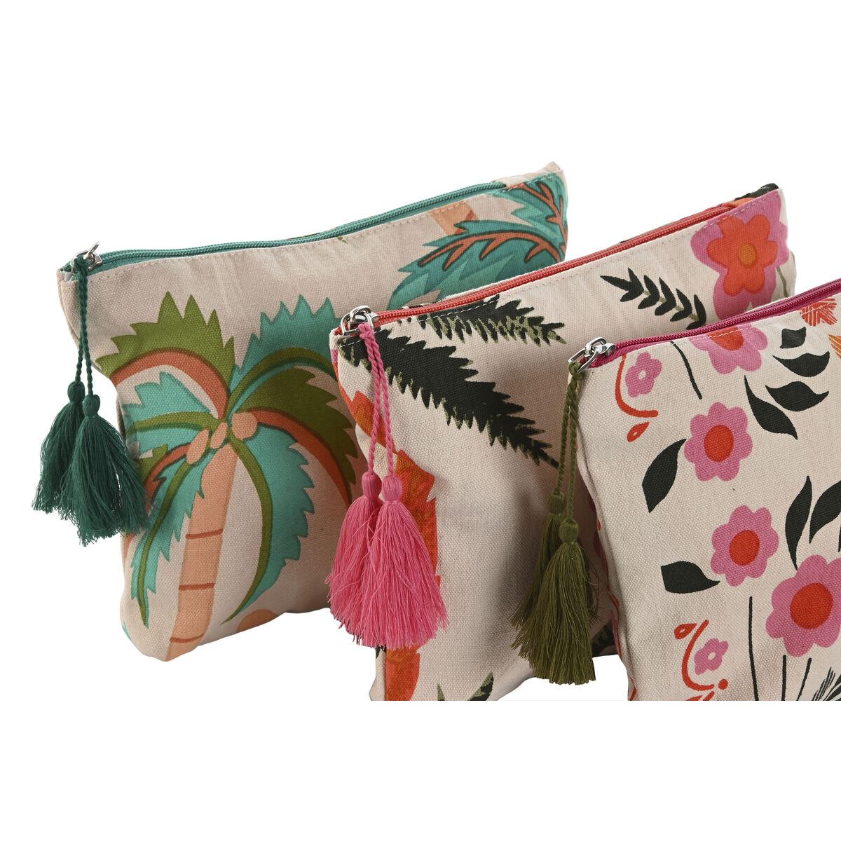 Neceser de Viaje Home ESPRIT Beige Multicolor Coral 25 x 5 x 20 cm (3 Unidades)