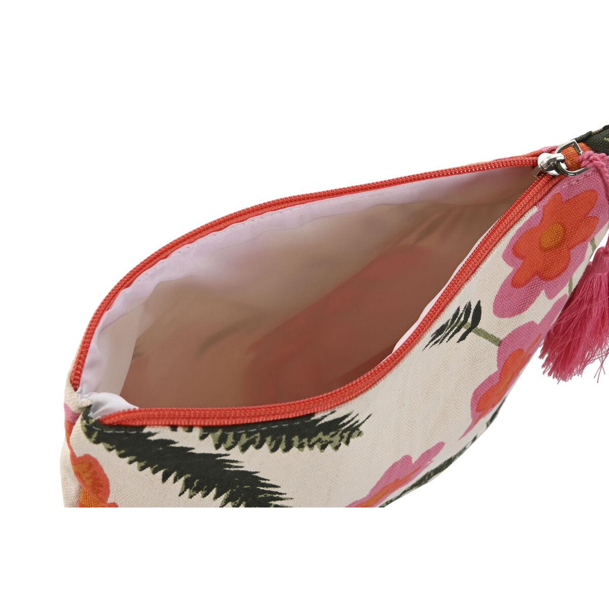 Neceser de Viaje Home ESPRIT Beige Multicolor Coral 25 x 5 x 20 cm (3 Unidades)