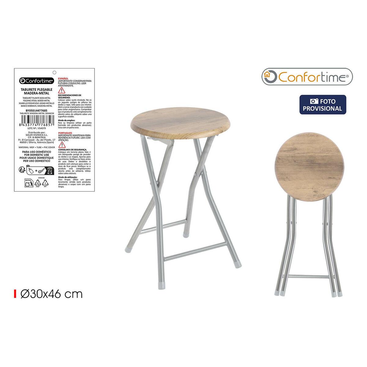 Taburete Confortime Madera Metal 30 x 30 x 46 cm (6 Unidades)