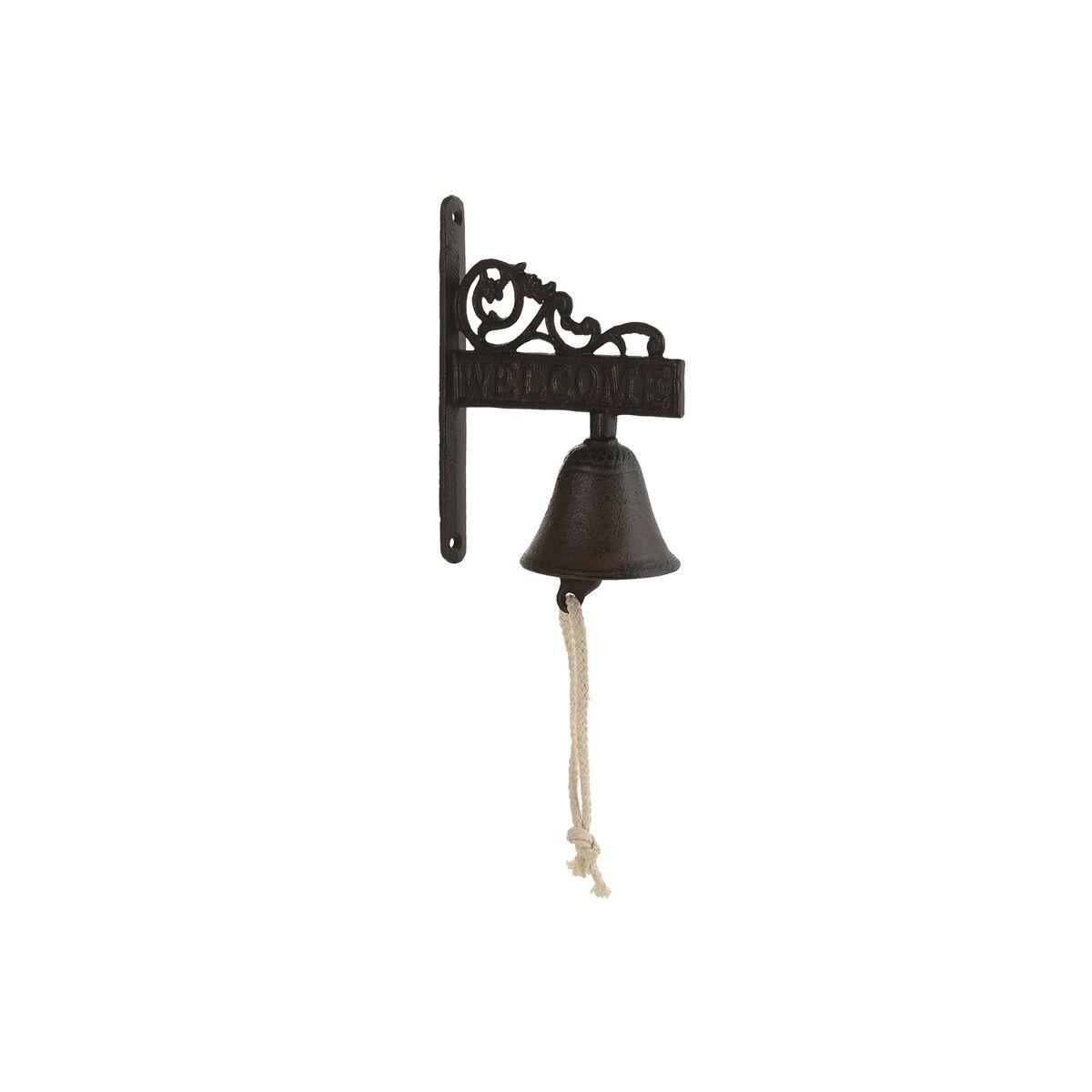 Campana Home ESPRIT Marrón Negro Cuerda Hierro 14,5 x 7,5 x 18,5 cm