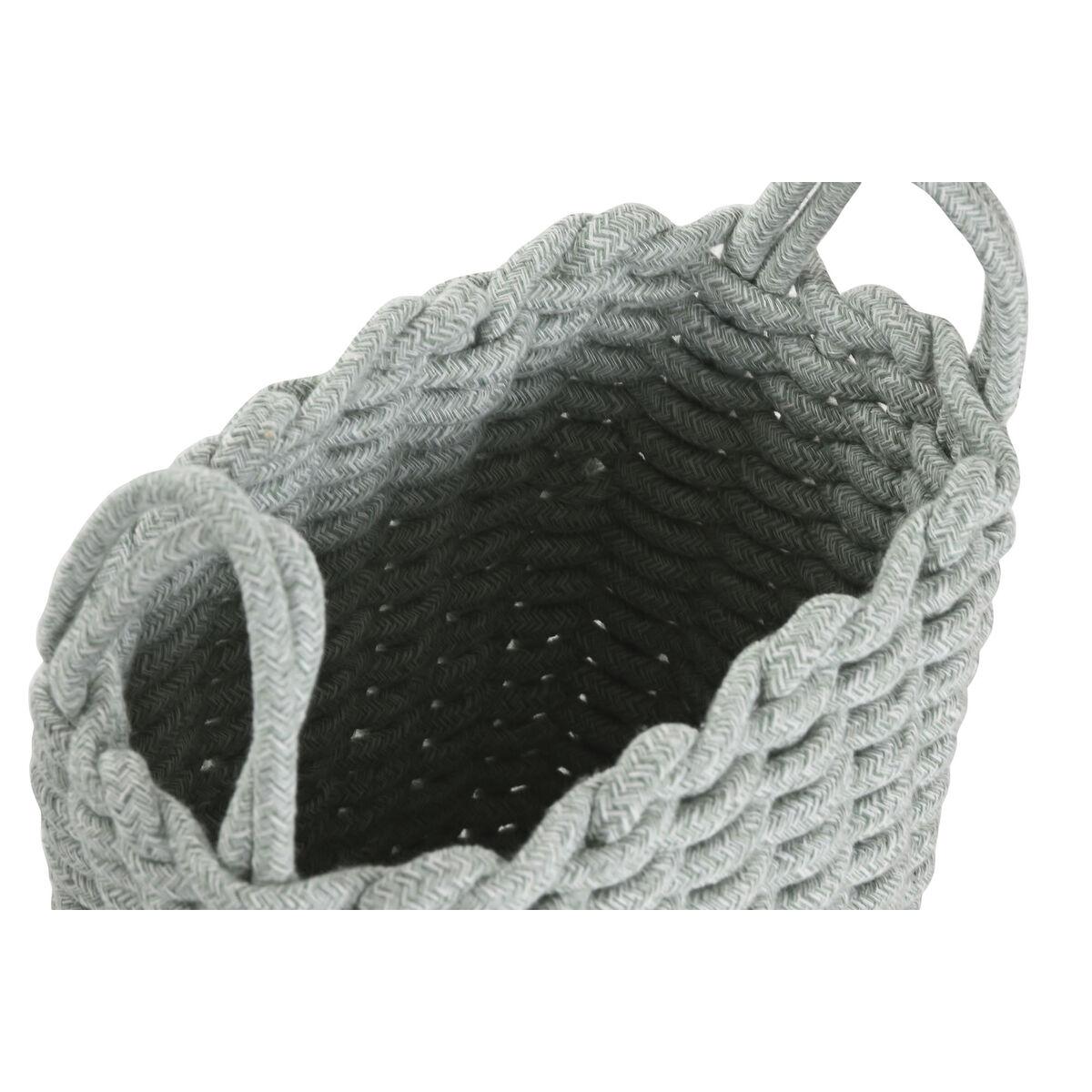 Juego de Cestas Home ESPRIT Verde Gris Rosa Cuerda (2 Piezas) (3 Unidades)