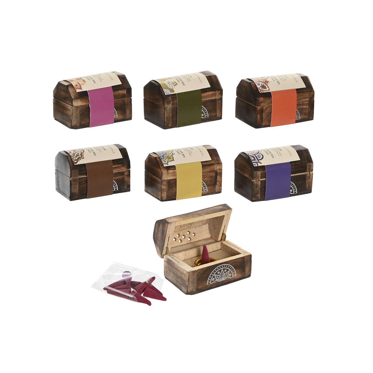 Soporte Home ESPRIT Madera de mango Mandala Indio 9,5 x 5,5 x 6 cm Incienso (6 Unidades) (10 Unidades)
